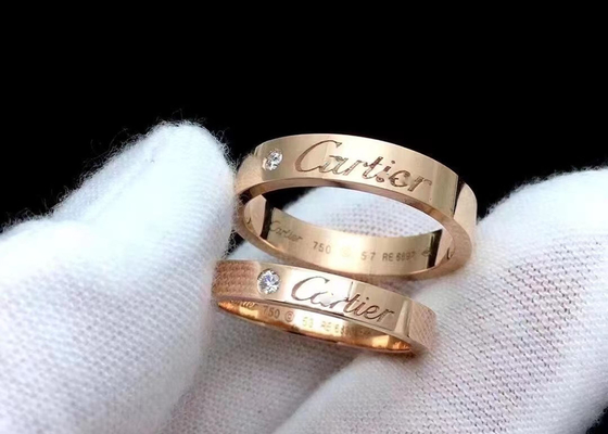 Natural Diamond 3.6mm Widthの0.12ct 18K Solid Gold Jewellery Ring