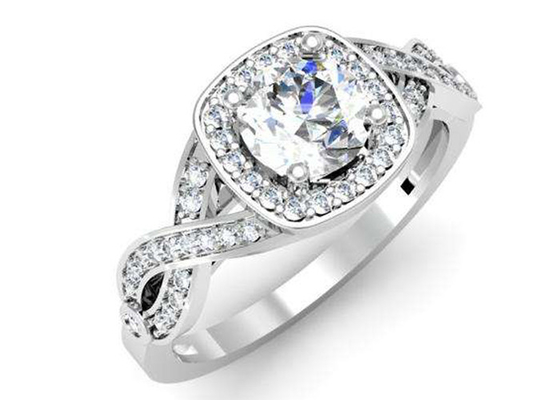 Birthdayのための0.38ct 1.3mm 14k White Gold Semi Mount Rings Cushion Cut