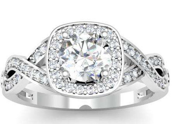 Birthdayのための0.38ct 1.3mm 14k White Gold Semi Mount Rings Cushion Cut