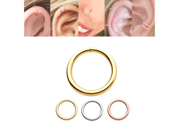 14k Gold Piercing Ring 1/4inches 5/16inches 3/18inches For Nose Lip Ear