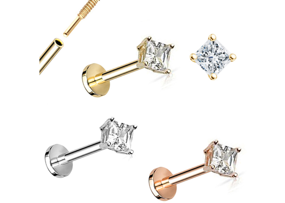 Anniversaryのための14K Gold Princess Cut Diamond Stud Earrings Dia 3×3mm ODM