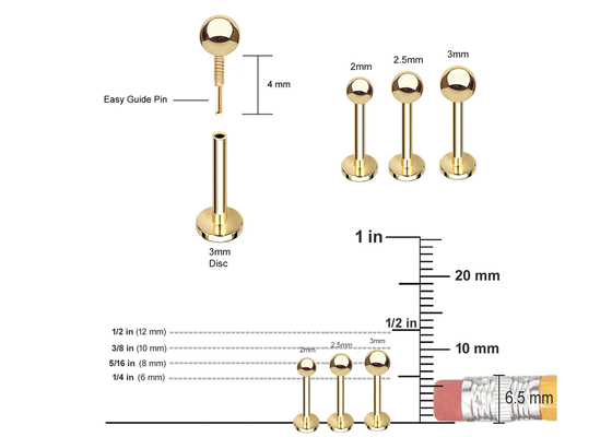 OEM 14k Gold Cartilage Earrings、Body Piercing Earring 5mm 8mm 10mm Length