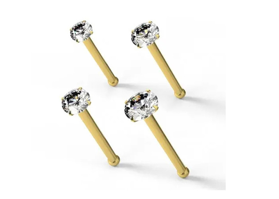 1.25-3.0mm Diamondsの厚さ0.6mm 18K Gold Nose Piercing