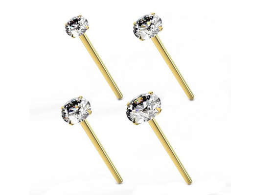1.25-3.0mm Diamondsの厚さ0.6mm 18K Gold Nose Piercing