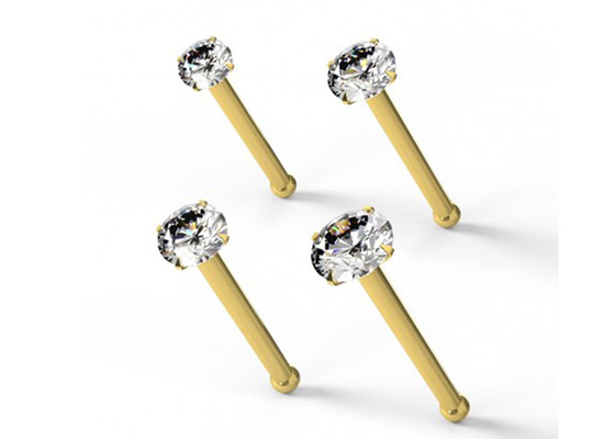 1.25-3.0mm Diamondsの厚さ0.6mm 18K Gold Nose Piercing