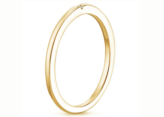 一つはめの宝石Diamond 14K Yellow Gold Jewelry Tiny 0.04ct 2.0mm-2.3mm Band Size