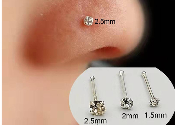 L字型18k Gold Nose Ring、終わり1.5-2.0mmのサイズのNose Ring With Ball