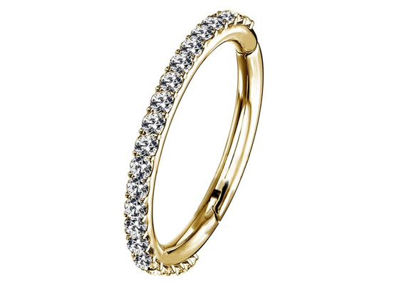 蝶番を付けられたSeptum 14k Gold Clicker Claw Setting Type With 1.3mm Diamond