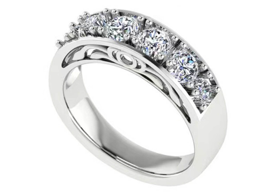 円形Cut White Gold Engagement Rings、6pcs 4.1mm VS1 Real Diamond Wedding Rings