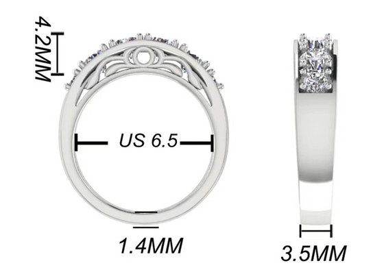 円形Cut White Gold Engagement Rings、6pcs 4.1mm VS1 Real Diamond Wedding Rings