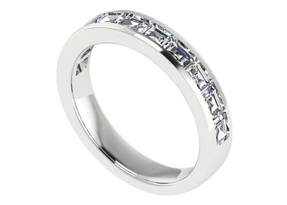 EM Cut Round White Gold Engagement Rings、18k White Gold And Diamond Ring 3.0×2.3mm