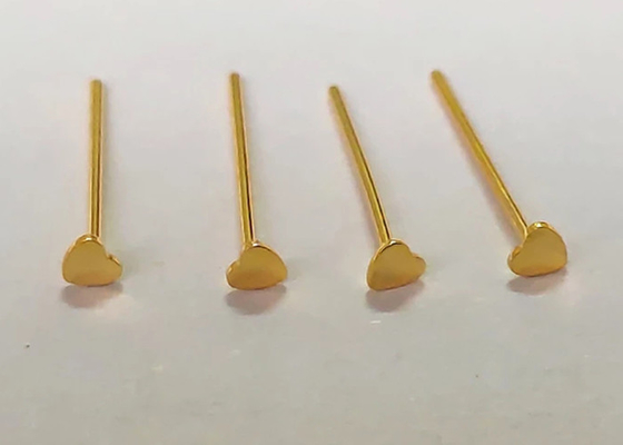 穿孔18K Yellow Gold Diamond Nose Stud Heart Shape 3mm OEM ODM
