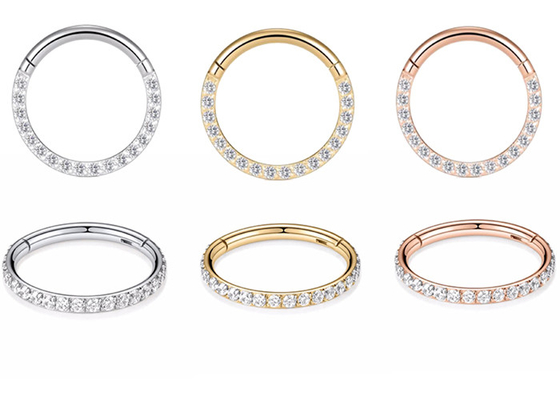 Dia 9mm 11mm 18k Gold Nose Stud、Nose Ring Piercing With 0.14ct Natural Diamonds