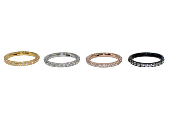 16G Pave DiamondのSegment蝶番を付けられた14K Gold Clicker Hoopの形