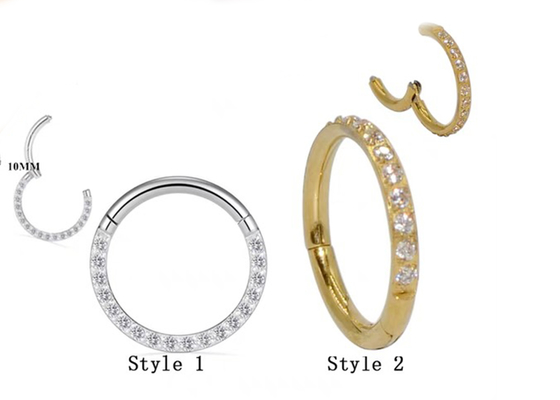 16G Pave DiamondのSegment蝶番を付けられた14K Gold Clicker Hoopの形