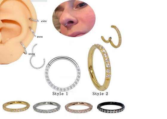 16G Pave DiamondのSegment蝶番を付けられた14K Gold Clicker Hoopの形