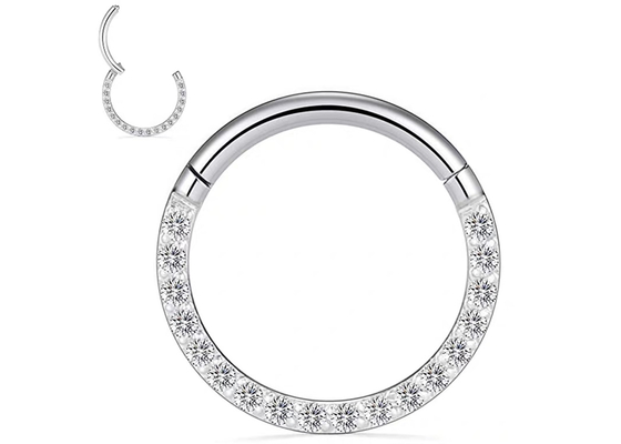 Wedding Giftのためのダイヤモンド14k Gold Hinged Segment Ring Piercing