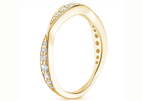 完全なDiamond 14K Yellow Gold Jewelry Ring 0.35ct 1.5mm-4.3mm Band Size