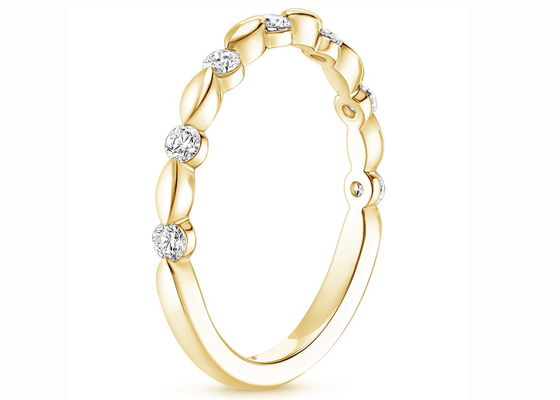 最も小さいDiamond 14K Yellow Gold Ring 2mm 7pcs Stone Size 0.18ct