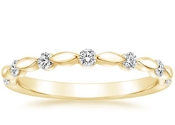 最も小さいDiamond 14K Yellow Gold Ring 2mm 7pcs Stone Size 0.18ct
