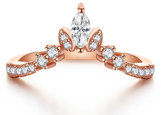 0.61ct 14K Yellow Gold Jewelry Ring 2mm 1.5mm Stone Size With Natural Diamond