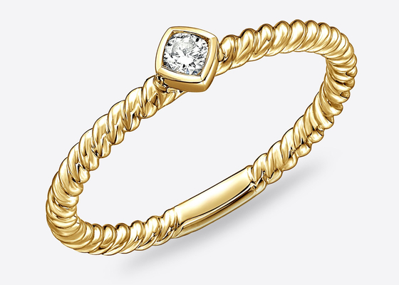 正方形Diamond 14k Solid Gold Septum Ring、Hoop Nostril Ring 1.0mm×10mm