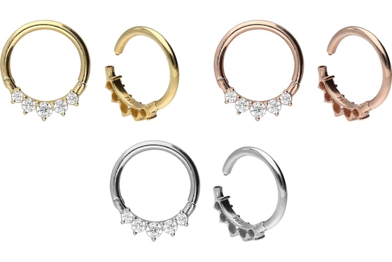 外科Hinged 14K Gold Clicker 5 Outer Claw Set Type Hypoallergenic