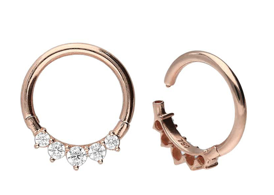 外科Hinged 14K Gold Clicker 5 Outer Claw Set Type Hypoallergenic