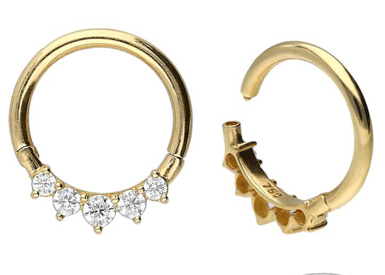 外科Hinged 14K Gold Clicker 5 Outer Claw Set Type Hypoallergenic