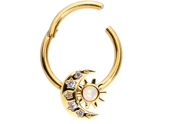 固体18K Gold Nose Piercing Moon日曜日Shape With 0.06ct SI2 Natural Diamonds ODM