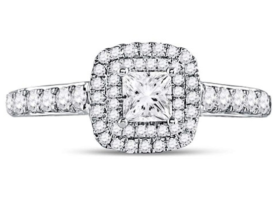 3.65g 14K Solid Gold Jewellery、0.8ct Square WomenのWhite Gold Diamond Rings