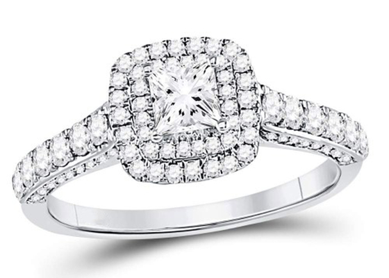 3.65g 14K Solid Gold Jewellery、0.8ct Square WomenのWhite Gold Diamond Rings