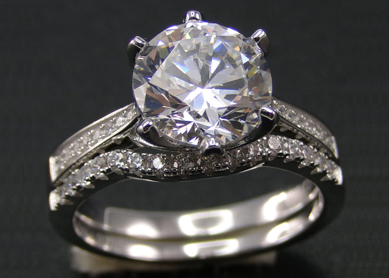 1PCS Round Brilliant Cut Diamond Ring 1.25CT、18k White Gold Ring Set For Women