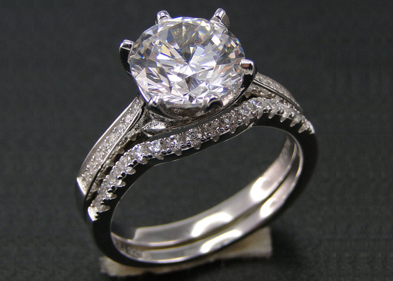1PCS Round Brilliant Cut Diamond Ring 1.25CT、18k White Gold Ring Set For Women