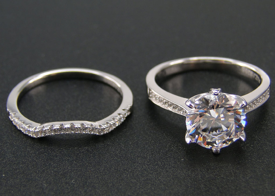 1PCS Round Brilliant Cut Diamond Ring 1.25CT、18k White Gold Ring Set For Women