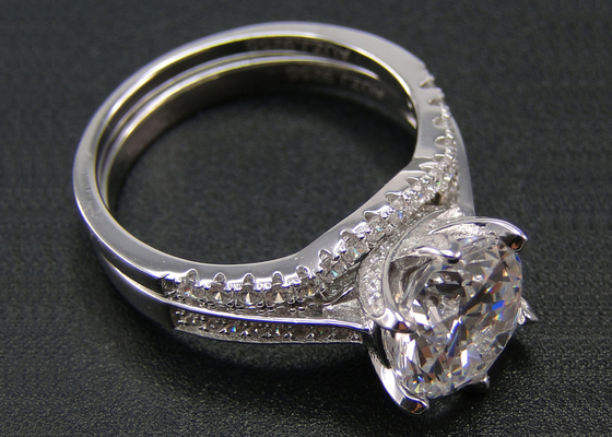 1PCS Round Brilliant Cut Diamond Ring 1.25CT、18k White Gold Ring Set For Women