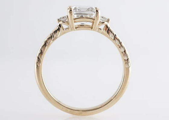14KローズGold Asscher Cut Diamond Engagement Ring 1.29ct Classic Style