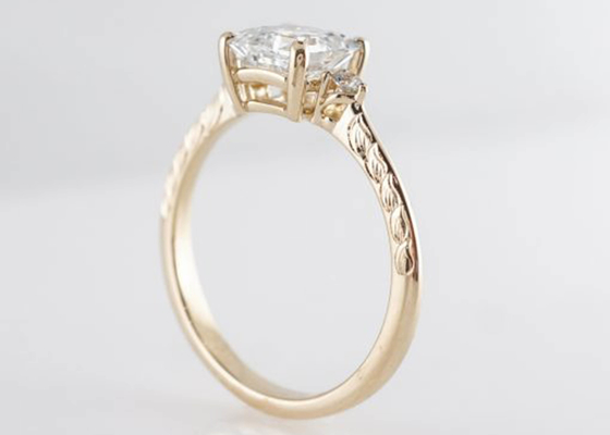 14KローズGold Asscher Cut Diamond Engagement Ring 1.29ct Classic Style