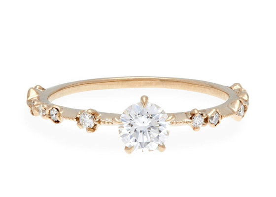 4mm Size Real Diamond Jewellery Ring 14K 18KローズGold Material ODM