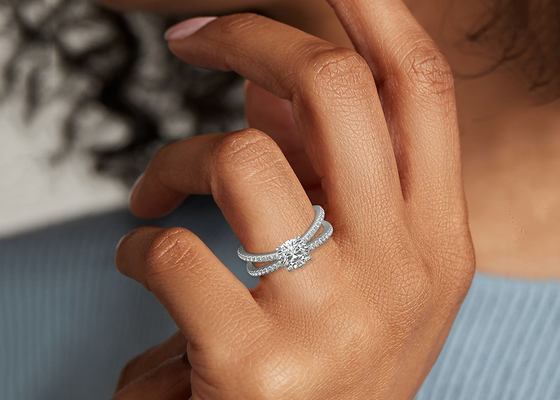 0.1ct RD3.0MM Promise Engagement And Wedding Ring Set 3.21g Weight