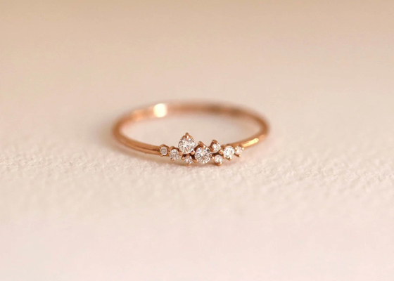 固体14K Real Diamond Jewellery Ring Brilliant Cut ODM For Anniversary