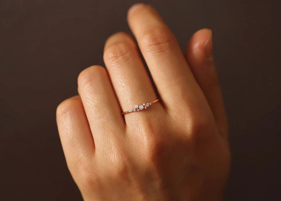 固体14K Real Diamond Jewellery Ring Brilliant Cut ODM For Anniversary