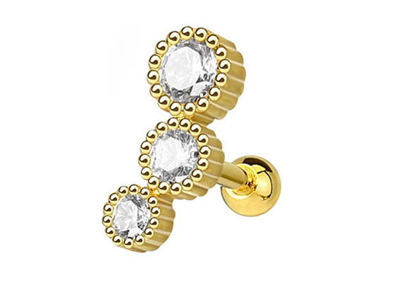 生殖不能のGold Body Piercing Jewelry Earrings For Cartilage Tragus Dia 3×3mm ODM