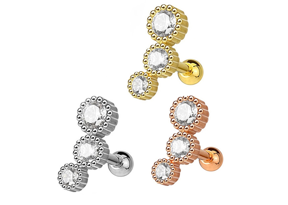 生殖不能のGold Body Piercing Jewelry Earrings For Cartilage Tragus Dia 3×3mm ODM