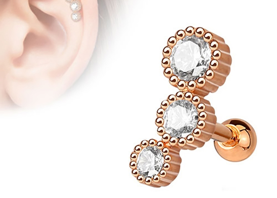 生殖不能のGold Body Piercing Jewelry Earrings For Cartilage Tragus Dia 3×3mm ODM