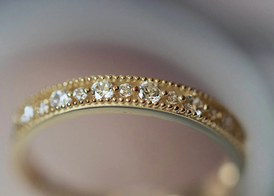 線条細工のStyle Real Diamond Jewellery Ring Round Cut 2.5mm 1.3mm Size
