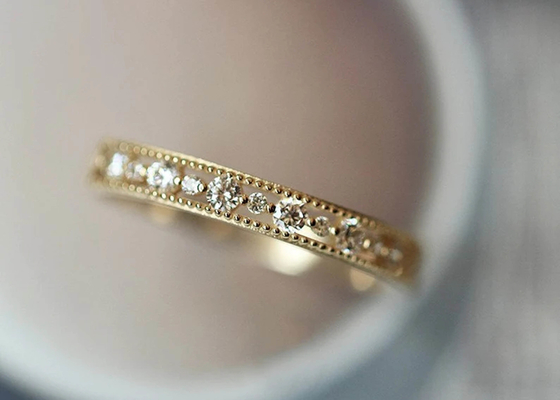 線条細工のStyle Real Diamond Jewellery Ring Round Cut 2.5mm 1.3mm Size