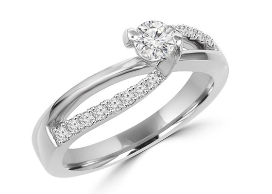 熊手Setting Round Cut Diamond Ring、0.46ct 5mm Diamond Solid Gold Ring