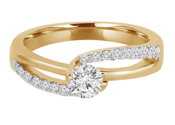 熊手Setting Round Cut Diamond Ring、0.46ct 5mm Diamond Solid Gold Ring