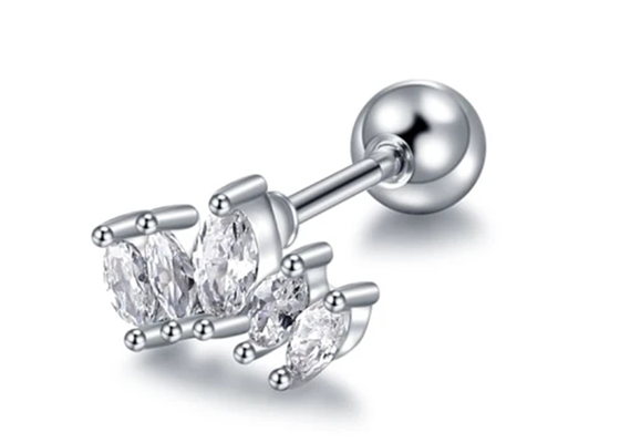 16g Crown Shape Gold Body Piercing Jewelry Earrings 6mm Length With Mq Diamond